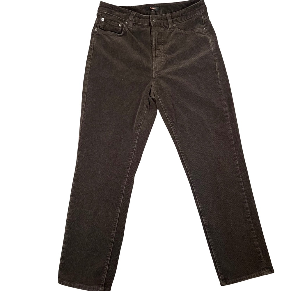 Quince Organic Stretch Corduroy Straight Leg Pants Womens 8 Espresso Brown